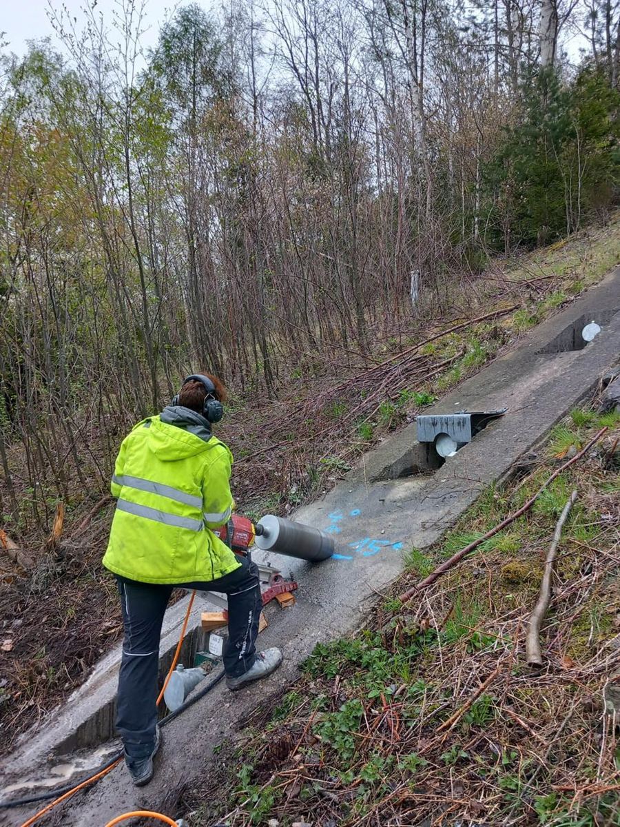 Şevde beton kesme çalışması